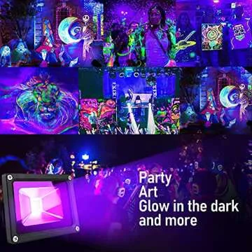 LANFU 2 Pack 10w LED Black Light Blacklight for Fluorescent Neon Glow in The Dark High Power LED Flood Light IP65 with Plug for Party Birthday,Bar,Party Supplies,Neon Glow,Aquarium,Night Club