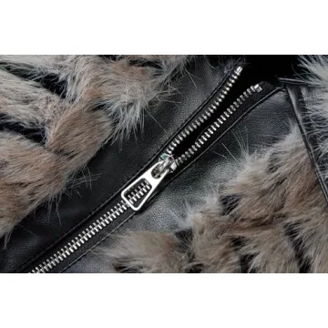 Bellivera Faux Fur Leather Jacket for Women - Stylish & Warm