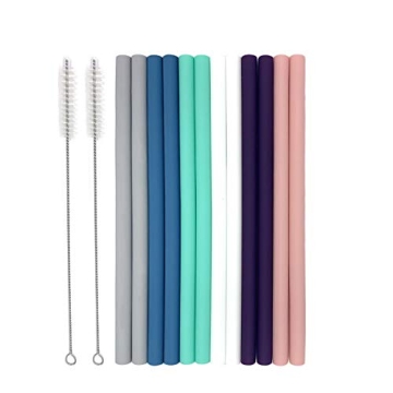 Senneny Silicone Straws Set of 12 - Eco-Friendly and BPA Free
