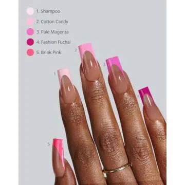 BTArtboxnails XCOATTIPS Pink French Tip Press On Nails - Long Press On Nails Square, Soft Gel Nail Tips, 150Pcs Soak Off Acrylic Brown Fake Nail Extension in 15 Sizes