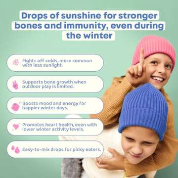 JoySpring Vitamin D3 Kids Drops with K2 – Liquid Supplement for Calcium Absorption & Joint Health ...