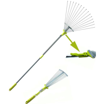MLTOOLS Garden Leaf Rake | 64-inch Adjustable Garden Rake | Expandable or Collapsing Shrub Rake | 15...