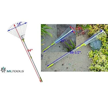 MLTOOLS Adjustable Garden Leaf Rake | 64-inch Expandable