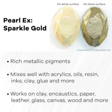 Jacquard Pearl Ex Pigment Powder 0.75 oz Sparkle Gold for Crafts & Art Projects