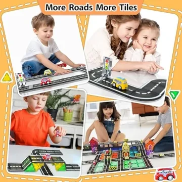 Drofex 42pcs Magnetic Tiles Road Set for Kids