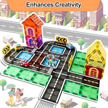 Drofex 42pcs Magnetic Tiles Road Set for Kids