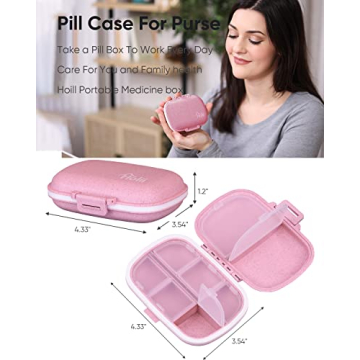 Holii Travel Pill Organizer 8 Compartments Portable Pill Case Pink