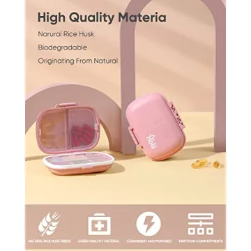 Holii Travel Pill Organizer 8 Compartments Portable Pill Case Pink