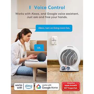 meross Wi-Fi Smart Plug Mini, 15 Amp & Reliable Wi-Fi Connection, Support Alexa, Google Assistant, Remote Control, Timer, Occupies Only One Socket, 2.4G WiFi Only, 4 Pack