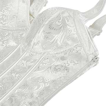 Kranchungel Women's Gothic Shoulder Straps Tank Overbust Corset Halter Bustiers Top Plus Size Lingerie X-Large White