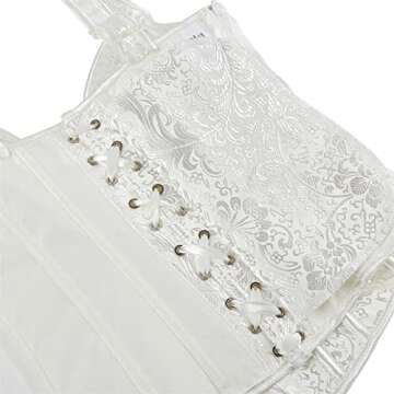 Kranchungel Women's Gothic Shoulder Straps Tank Overbust Corset Halter Bustiers Top Plus Size Lingerie X-Large White