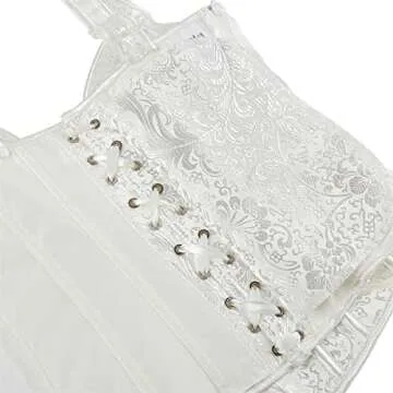 Kranchungel Women's Gothic Shoulder Straps Tank Overbust Corset Halter Bustiers Top Plus Size Lingerie X-Large White