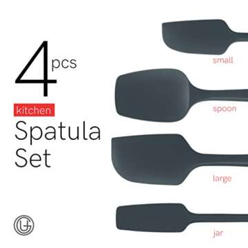 UpGood Silicone Spatula Set 600°F - High Heat Resistant Nonstick, Small and Large Kitchen Spatulas - Flexible BPA Free Professional Grade Cookware - Utensils for Cooking, Baking, Mixing(4 Pcs, Grey)