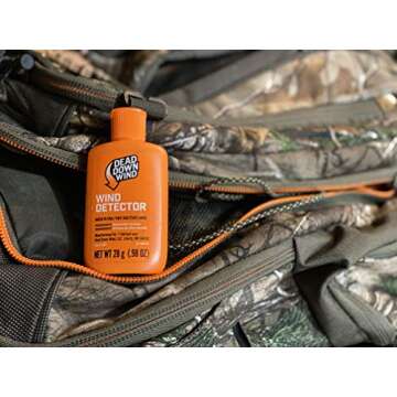 Dead Down Wind Hunting Wind Detector | Odorless Wind Direction Indicator, Longer Range Visibility, Detects Subtle Breezes, No Clumping, Mess Free Formula | Secure Squeeze Bottle | .98 Oz Orange One Size