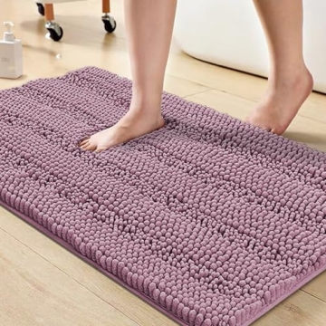 Turquoize Non-Slip Shaggy Bathroom Rugs - Super Absorbent Bath Mat, 20" x 32", Mauve/Rose