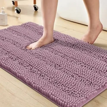 Turquoize Non-Slip Shaggy Bathroom Rugs - Super Absorbent Bath Mat, 20" x 32", Mauve/Rose