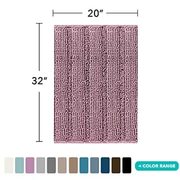 Turquoize Non-Slip Shaggy Bathroom Rug - Mauve/Rose