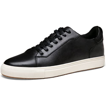 Jousen Men’s Fashion Sneakers Polished Leather Dress Sneakers - Stylish Retro Design for All Occas...