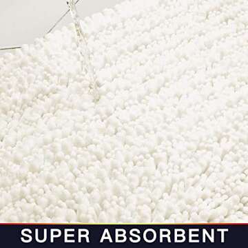 Walensee Bathroom Rug Non Slip Bath Mat (24x17 Inch Ivory) Water Absorbent Super Soft Shaggy Chenille Machine Washable Dry Extra Thick Perfect Absorbant Best Small Plush Carpet for Shower Floor