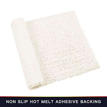 Walensee Bathroom Rug Non Slip Bath Mat (24x17 Inch Ivory) Water Absorbent Super Soft Shaggy Chenille Machine Washable Dry Extra Thick Perfect Absorbant Best Small Plush Carpet for Shower Floor