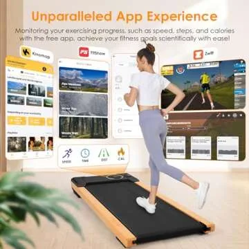 Smart Wooden Walking Pad with Incline,2.5HP Under Desk Treadmill with App/Remote Control,2 in 1 Treadmills for Home Office Apartment Max 300lbs Weight Capacity | LED Display | Compact & Portable Black