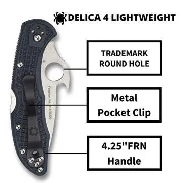 Spyderco Delica 4 Lightweight Signature Knife with 2.90" Saber-Ground Steel Blade and Emerson Opener - PlainEdge - C11PGYW