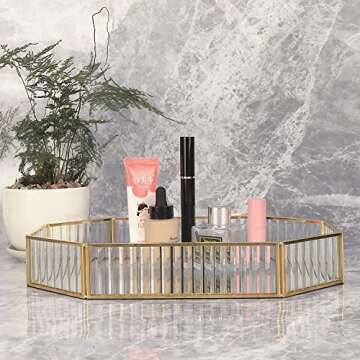 K COOL Gold Mirror Tray - Stylish & Functional Organizer