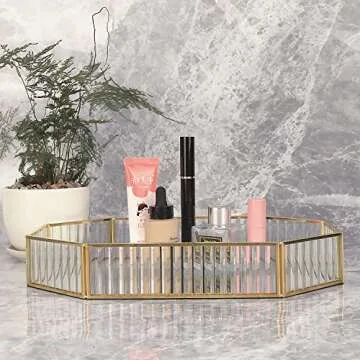 K COOL Gold Mirror Tray - Stylish & Functional Organizer