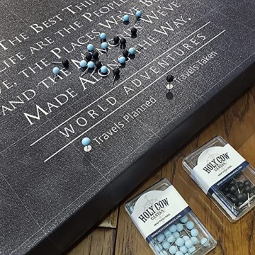 Personalized Holy Cow Canvas World Map with Pins for Travelers