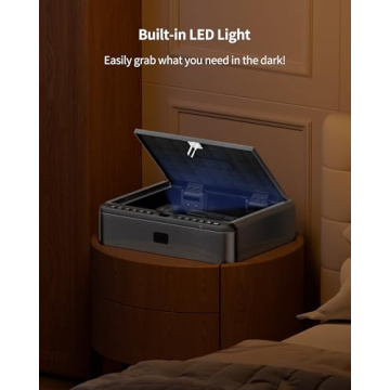 BILLCONCH Gun Safe for Handgun - Biometric Gun Safe 4 Ways Quick Access with Fingerprint/Full-digital Keypad/Key/APP Lock Handgun Pistol Safe for Nightstand Bedside Home