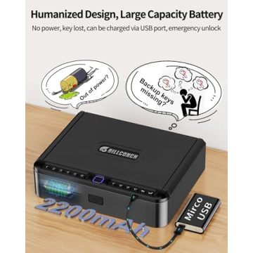 BILLCONCH Gun Safe for Handgun - Biometric Gun Safe 4 Ways Quick Access with Fingerprint/Full-digital Keypad/Key/APP Lock Handgun Pistol Safe for Nightstand Bedside Home