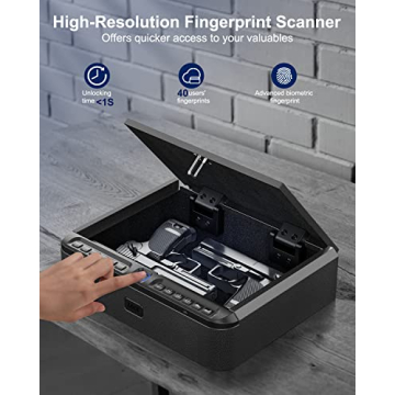 BILLCONCH Gun Safe for Handgun - Biometric Gun Safe 4 Ways Quick Access with Fingerprint/Full-digital Keypad/Key/APP Lock Handgun Pistol Safe for Nightstand Bedside Home
