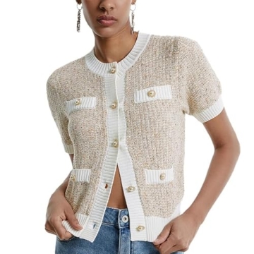 Chic URBAN REVIVO Women's Cardigan with Elegant Pearl Buttons