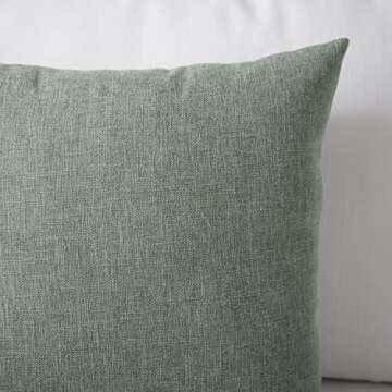 Meekio Set of 2 Grey Green Pillow Covers 18 x 18 Inch Farmhouse Boho Decorative Throw Pillow Covers Linen Cushion Covers for Sofa Couch Décor
