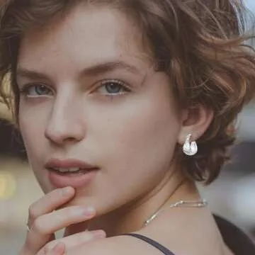 Hapour Sterling Silver Chunky Hoop Earrings for Women