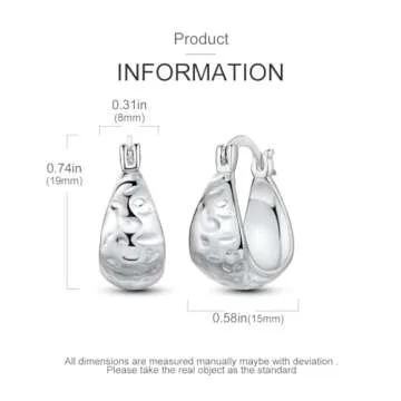 Hapour Sterling Silver Chunky Hoop Earrings for Women