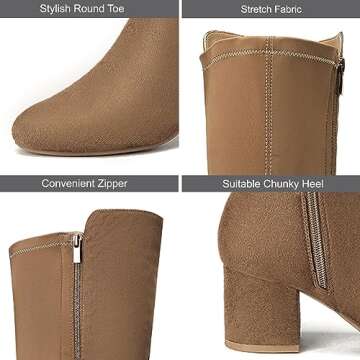 EETTARO Women's Over The Knee Boot Thigh High Block Heel Stretch Boots Fashion Side Zip Almond Toe Winter Booties(Camel Faux Suede V2, Numeric_9)