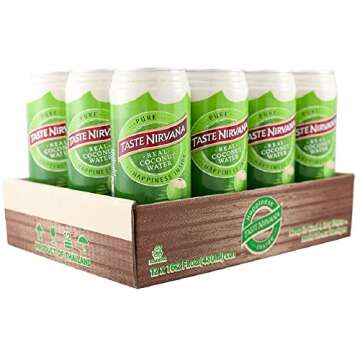 Taste Nirvana Real Premium Coconut Water - 16 Oz Cans (Pack of 12) - Pure Hydration