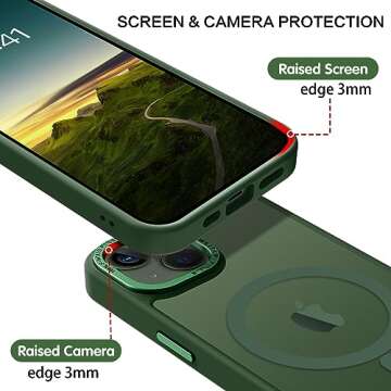BENTOBEN Magnetic for iPhone 13 Case & iPhone 14 Case [Compatible with Magsafe] Translucent Matte Phone Case iPhone 13/14 Slim Shockproof Women Men Protective Cover for iPhone 13/14 6.1", Dark Green