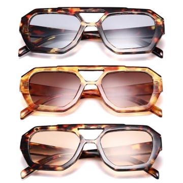 HYCREDI Retro Aviator Sunglasses Trendy Hexagonal Frame UV Protection