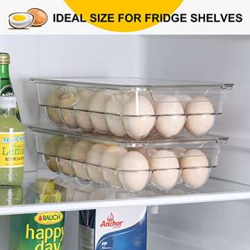 2 Pack - Stackable 18 Egg Holder for Refrigerator - Premium Thick Clear Fridge Egg Container Organizer Bins with Lids - Food Grade Plastic Egg Storage Box - Reusable Egg Carton Tray