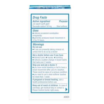 Colace Clear Stool Softener Soft Gel Capsules Constipation Relief 50mg Docusate Sodium Doctor Recomm...