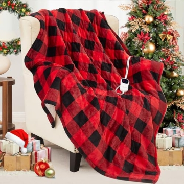 Homemate Electric Blanket Heated Throw - 50“x60“ Ultra Soft Cozy Flannel Heating Blanket with 10...