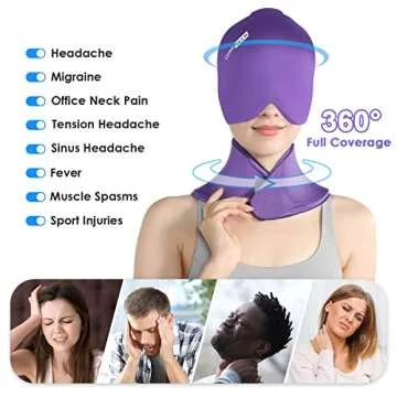 ComfiTECH Migraine Relief Cap & Neck Ice Pack Wrap Gel, Headache Relief Cap Cervical Ice Pack for Ne...