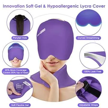 ComfiTECH Migraine Relief Cap & Neck Ice Pack Wrap Gel, Headache Relief Cap Cervical Ice Pack for Neck, Care Package Sinus Office Neck Pain Relief