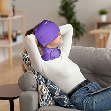 ComfiTECH Migraine Relief Cap & Neck Ice Pack Wrap Gel, Headache Relief Cap Cervical Ice Pack for Neck, Care Package Sinus Office Neck Pain Relief