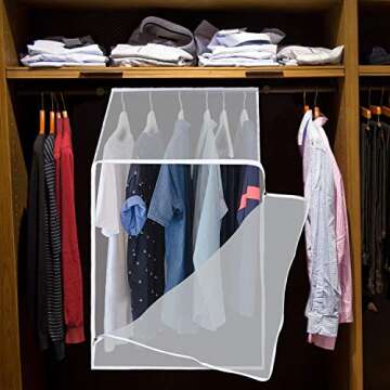 QEES Garment Bags for Storage, Translucent Hanging Clothes Bag, Thicken PEVA Clothes Waterproof Protector, Hanging Wardrobe Garment Storage Bag, Garment Rack Cover YFZ48(37×20×21inch)