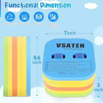 VSATEN Back Float, Swim Belt Bubble Adjustable 3 Layers Thicken Split Foam Learning Safety Training Board Pool Floaties for Kids Toddlers Swimming Beginners Floats Swim Lessons Equipment (10lb-60lb)