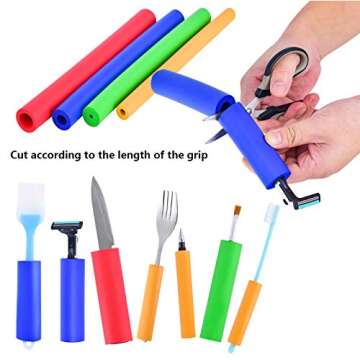 Foam Tube Grip/Foam tubing- 8PCS (4 Sizes) Comfortable Aid for Utensils - No BPA/Phthalate/Latex