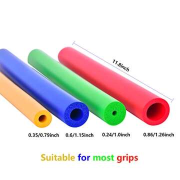 Foam Tube Grip/Foam tubing- 8PCS (4 Sizes) Comfortable Aid for Utensils - No BPA/Phthalate/Latex